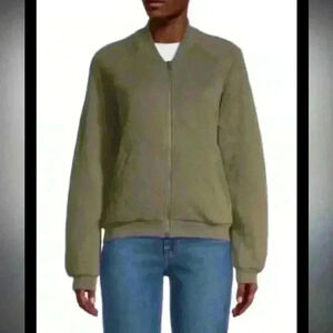 Sanctuary new Army Green Quilted Long Sleeve Full Zip Bomber Jacket Coat Size 3X